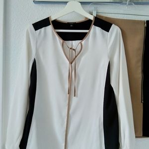 Ann Taylor cream black and tan blouse